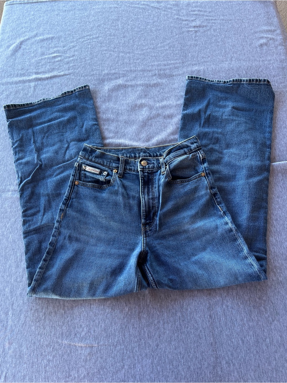 Calvin Klein Wide-Leg Jeans in Medium Blue Wash